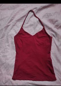 Maroon Halter Neck Tank Top
