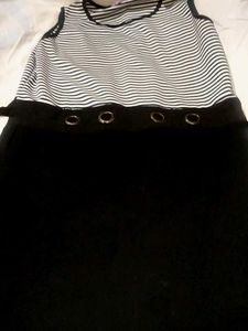Striped Top &amp; Black Maxi Dress Combo