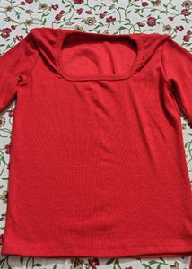 Red Square Fitted Top