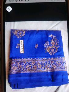 Royal Blue Saree with Intricate Gold Border