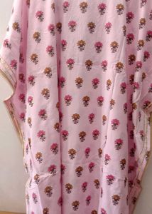 PINK PRINTED KAFTAN KURTI.