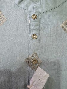 Men's Powder Blue Embroidered Kurta