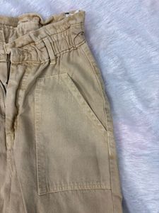 Tan Paperbag Waist Pants