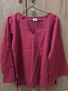 Elegant Red Cotton Kurta