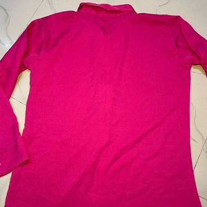 Vibrant Pink Collared Button-Up Shirt