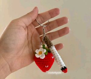 Crochet Strawberry & Joint Keychain