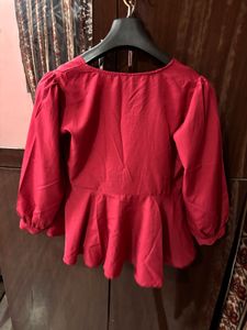 Stylish Red Peplum Top