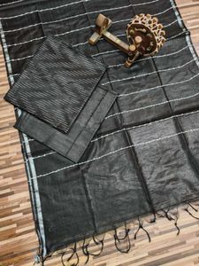 Elegant Black Linen Dress Material