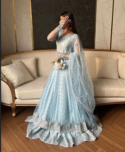 Stunning Blue Embroidered Lehenga Choli
