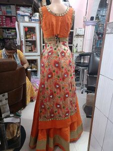 Orange Embroidered Lehenga Choli