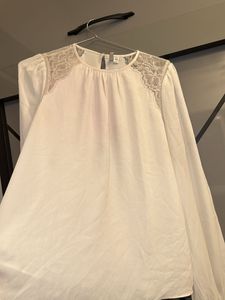 Elegant White Lace Detail Blouse