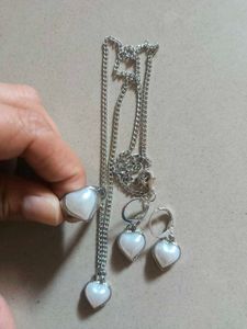 Heart Pendant Necklace & Earrings Set
