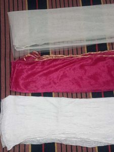 Beautiful Pink and White Dupatta Set​Set of 3 Ethn