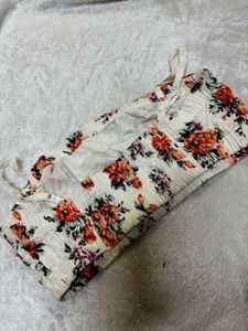 Floral Print Bandeau Crop Top