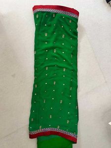 Dark Green Saree with Blouse
