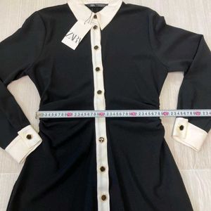 Zara Black &amp; White Shirt Dress