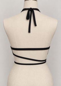 Black Halter Neck Wrap Bikini Top