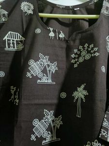 Brown Kurta with Tribal Print