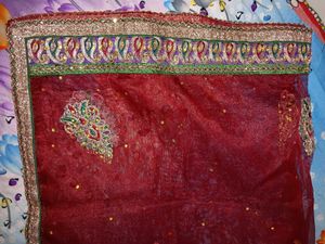 Bridal Maroon Embroidered  Dupatta
