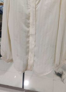 Cream Ruffle Neck Blouse