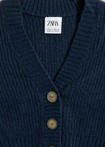 Zara Navy Blue Cropped Cardigan