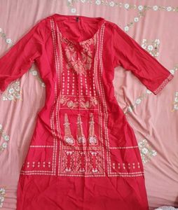 Beautiful Red Embroidered Kurta