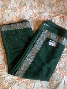 Elegant Emerald Green Embellished Saree