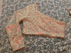 Sparkling One-Shoulder Sequin Blouse
