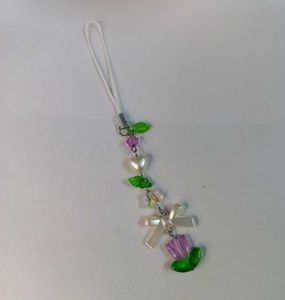 🌷🎀 Handmade Bow &amp; Heart Purple Phone Charm 🌿