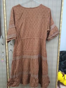 Brown Tiered Midi Dress