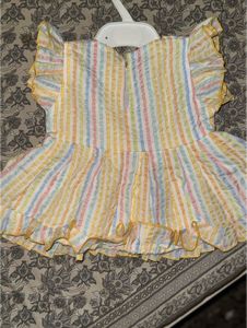 Adorable Striped Baby Dress with Mickey Detail