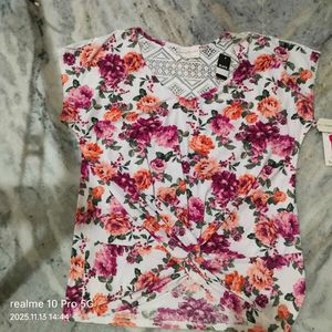 Floral Knot-Front Top