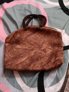 Brown Textured Handbag