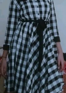 Checkered Dress with Black Belt