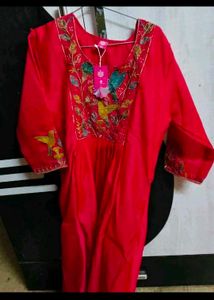 Embroidered Red Kurta