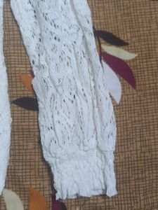 Pearl White Net Top With Smoth Sarton Linen