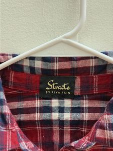 Red Plaid Button-Up Shirt