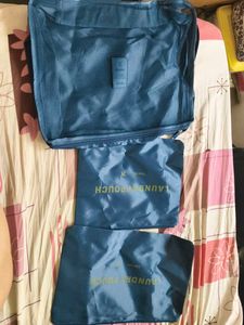 Blue Mesh Travel Organizer Bag