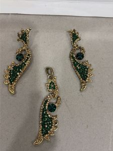 Elegant Green & Gold Peacock Jewellery Set