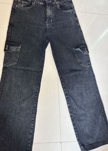 Stylish Washed Denim Cargo Pants