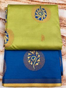 Vibrant Silk Saree with Peacock Motif