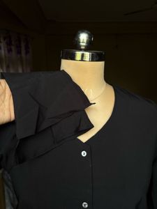 Chic Black V-Neck Button-Down Top