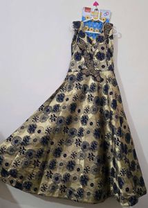blue golden gown