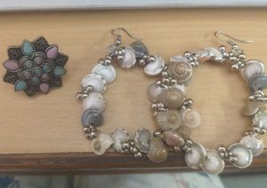 Boho Seashell Earrings & Ring Set
