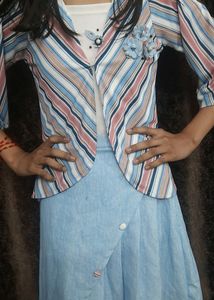 3 Pieace Set Top Skirt And Coat