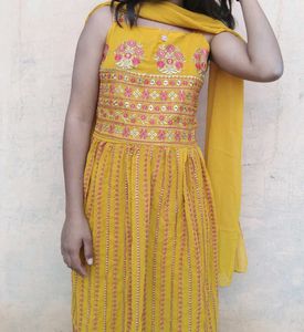 Embroidered Yellow sharara set with dupatta