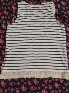 Striped Tank Top with Lace Trim