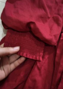 Elegant Ruffled Maroon Dress
