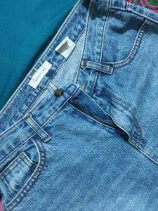 Striped Button-Up Top &amp; Jeans Set