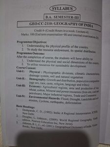 B.A 3rd semester Geography of India textbook